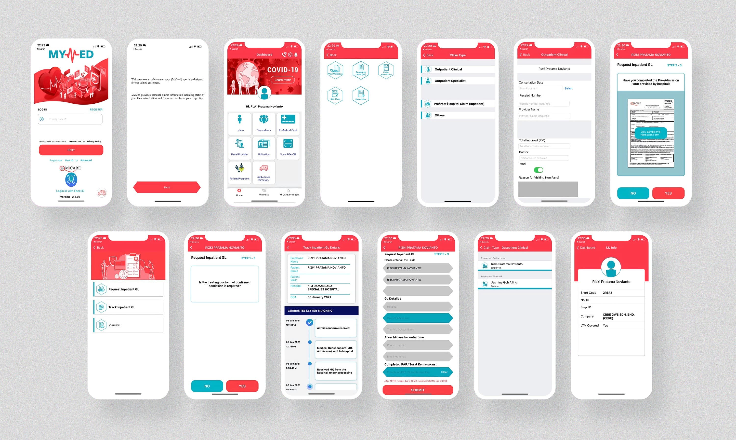 As-is MiCare app screens