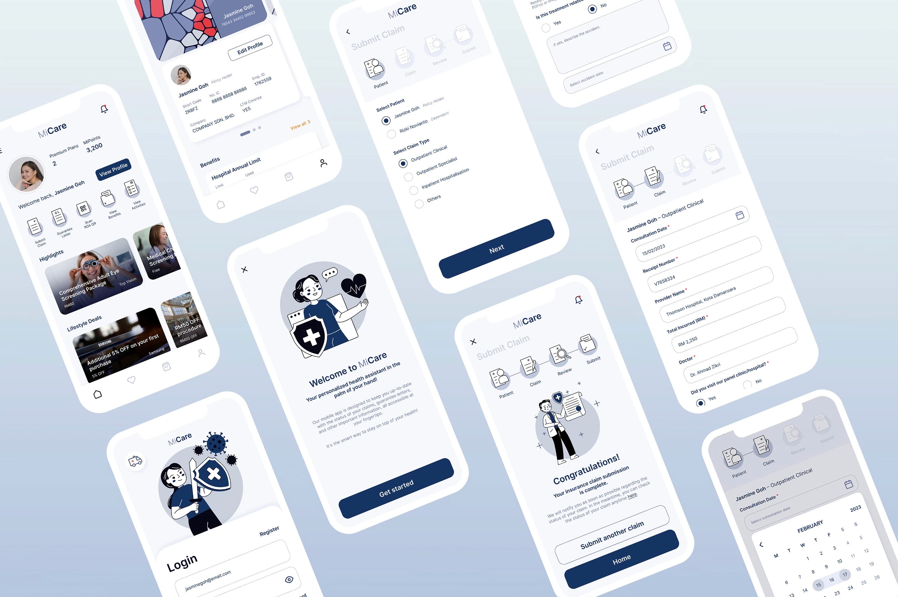 Redesigned MiCare app screens