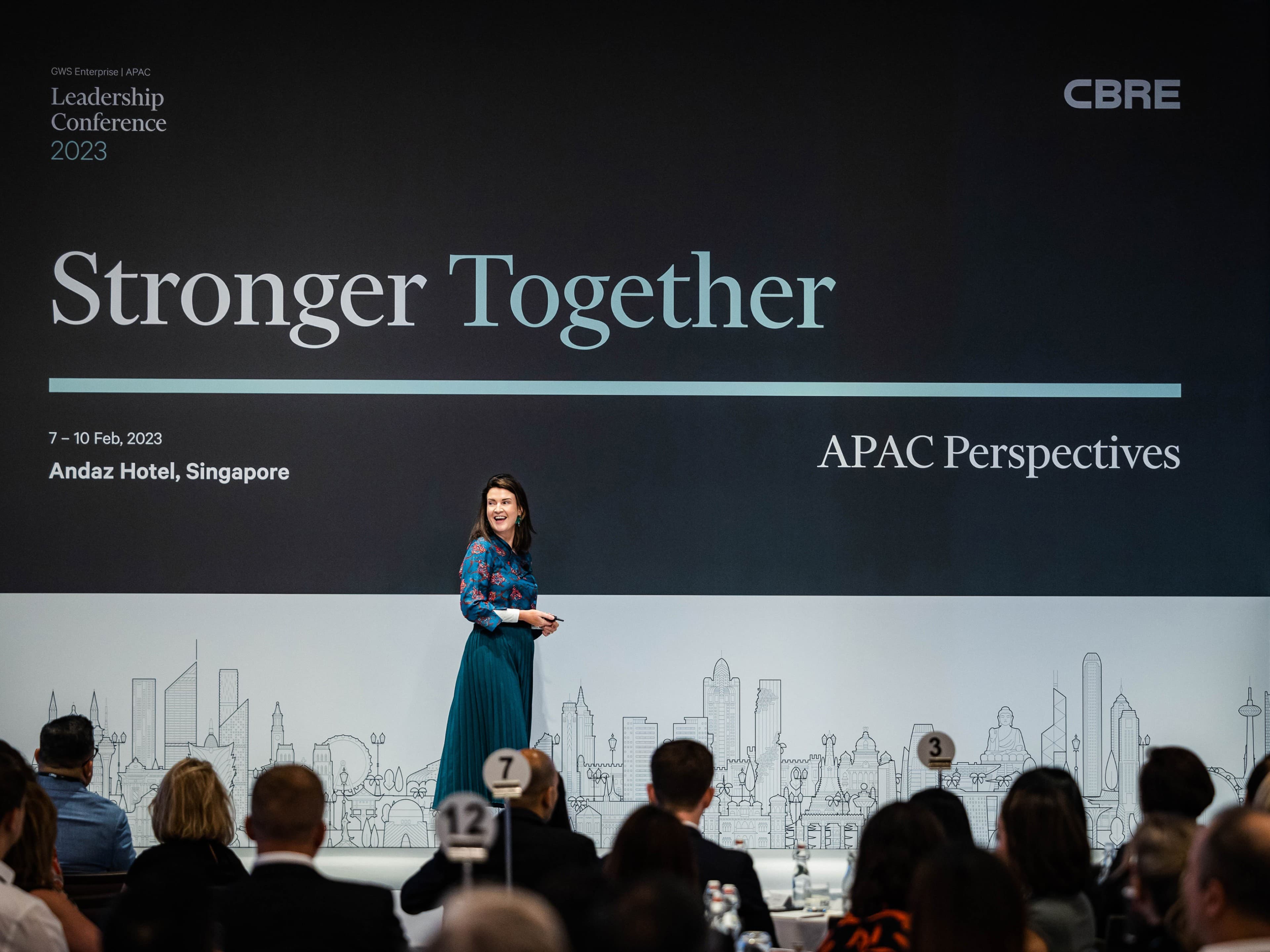 The keynote backdrop in use on the main stage at Andaz Hotel, Singapore